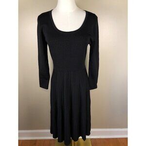 Carmen Fit & Flare Scoop Neck With Ribbed Knit Skirt Black Dress Size M
